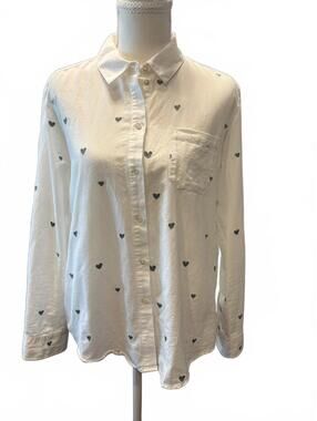 Sezane Tomboy sage heart white button up size 40